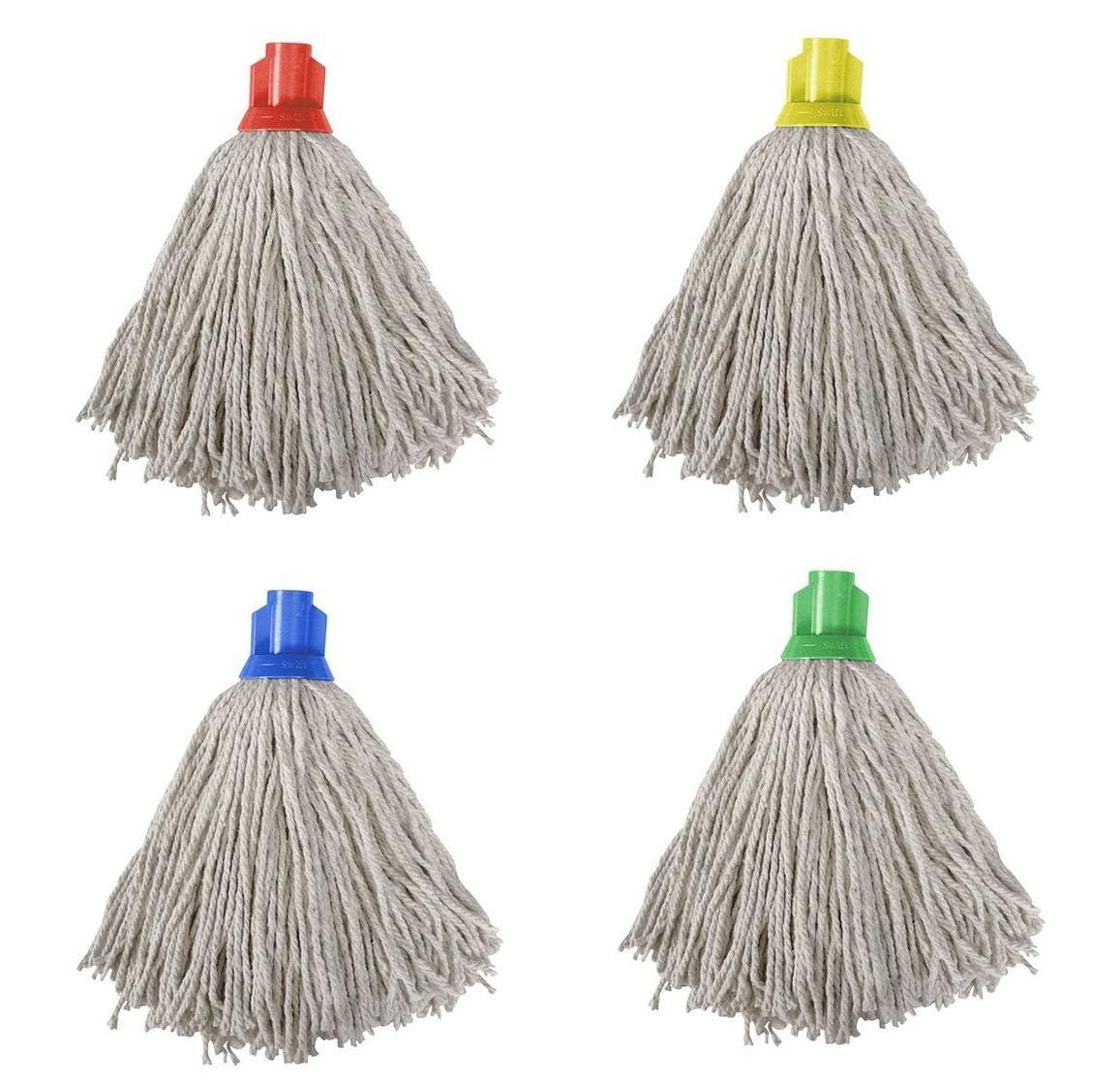 Swift PY Cotton Socket Mop Heads, One of Each Colour, Red, Blue, Green, Yellow