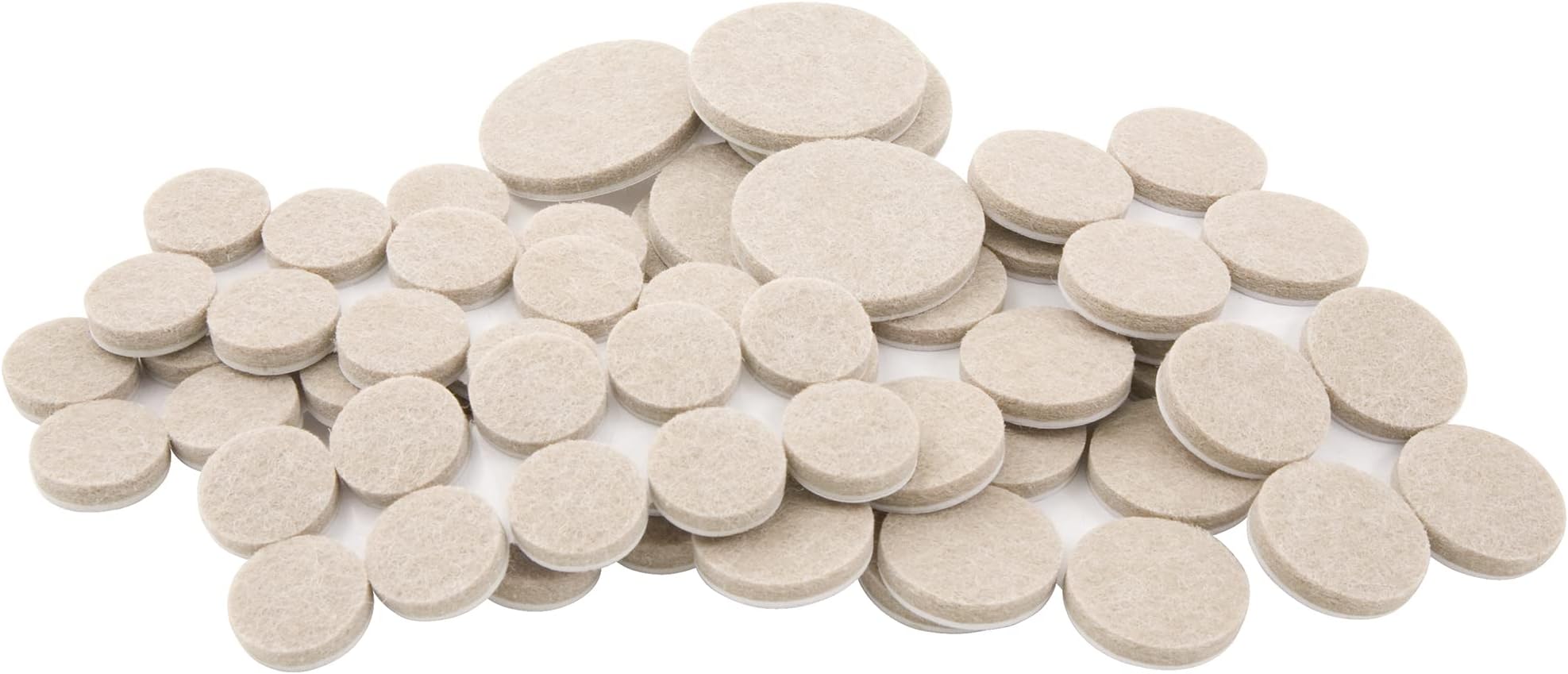 SoftTouch 80 Piece Pack in Linen, Self-Stick Heavy Duty Furniture Felt Pads in Two Sizes for Tables and Chairs. Protect your Hardwood Floors & Tile from Scratches.