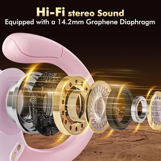 Image of HAOYUYAN Wireless Earbuds, Sports Bluetooth Headphones, 80Hrs Playtime Ear Buds with LED Power Display, Noise Canceling Headset, IPX7 Waterproof Earphones for Workout /Running (Pink)