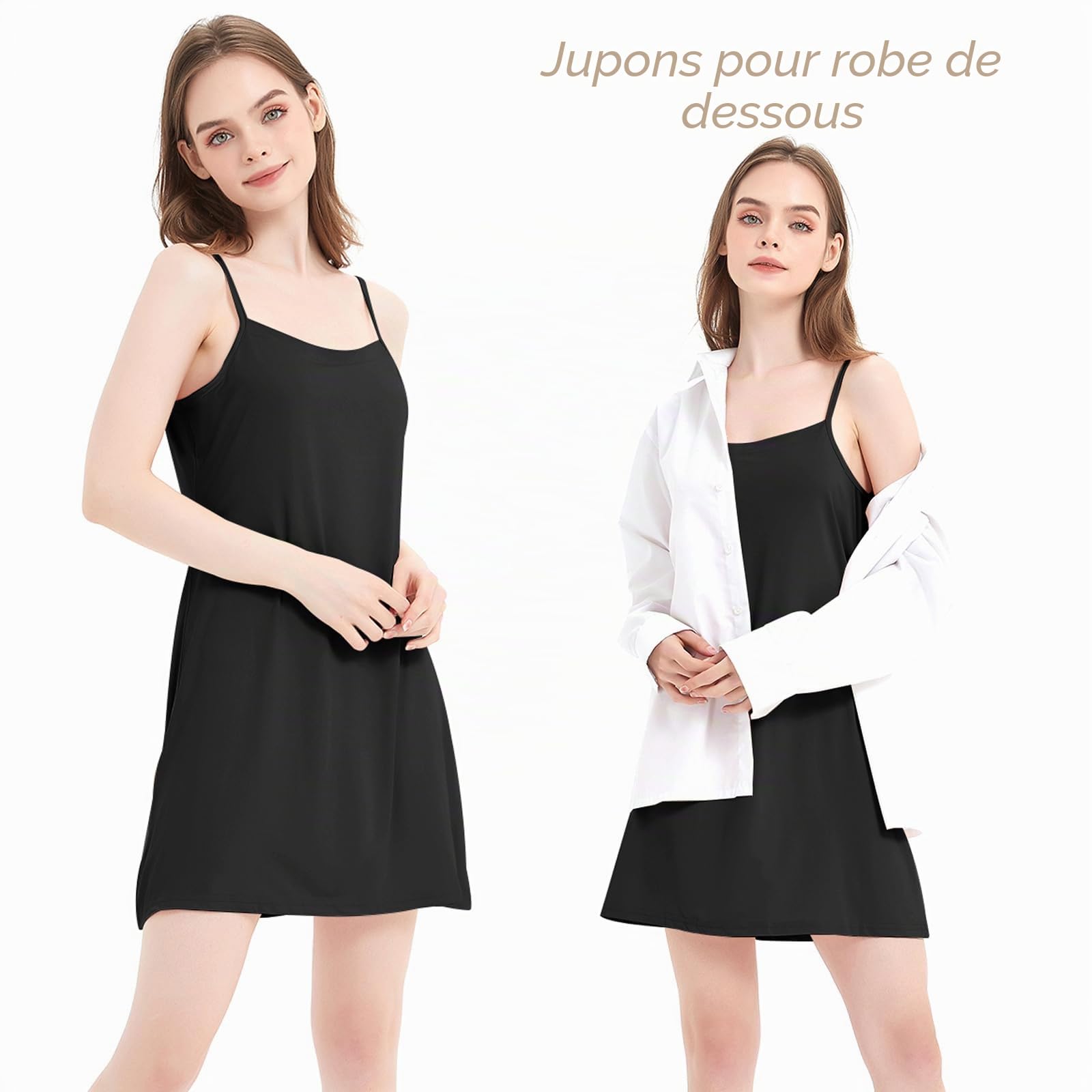 Micoden sous-vêtement pour Femme en Polyster pour Femme - Slinky Strappy - Robe de Nuit Sexy - Respirant - Doux - Long Pyjama - Robe de Nuit