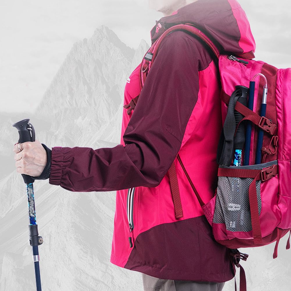 Składane lekkie kijki turystyczne, 5-częściowe teleskopowe kijki trekkingowe, korpus z włókna węglowego, regulowane 105-120 cm do aktywności na świeżym powietrzu