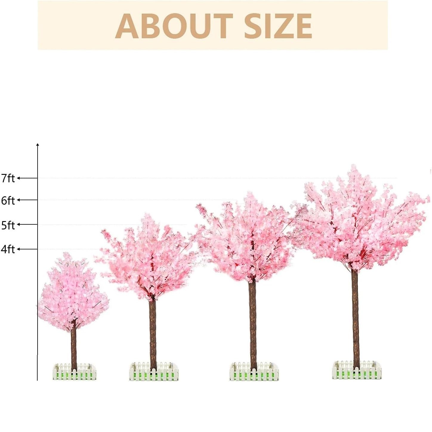 Cerisier artificiel en fleurs - Fait à la main - 1,5 m de haut - Tronc en bois naturel, fleurs réalistes - Maison, bureau, fête, mariage (rose)