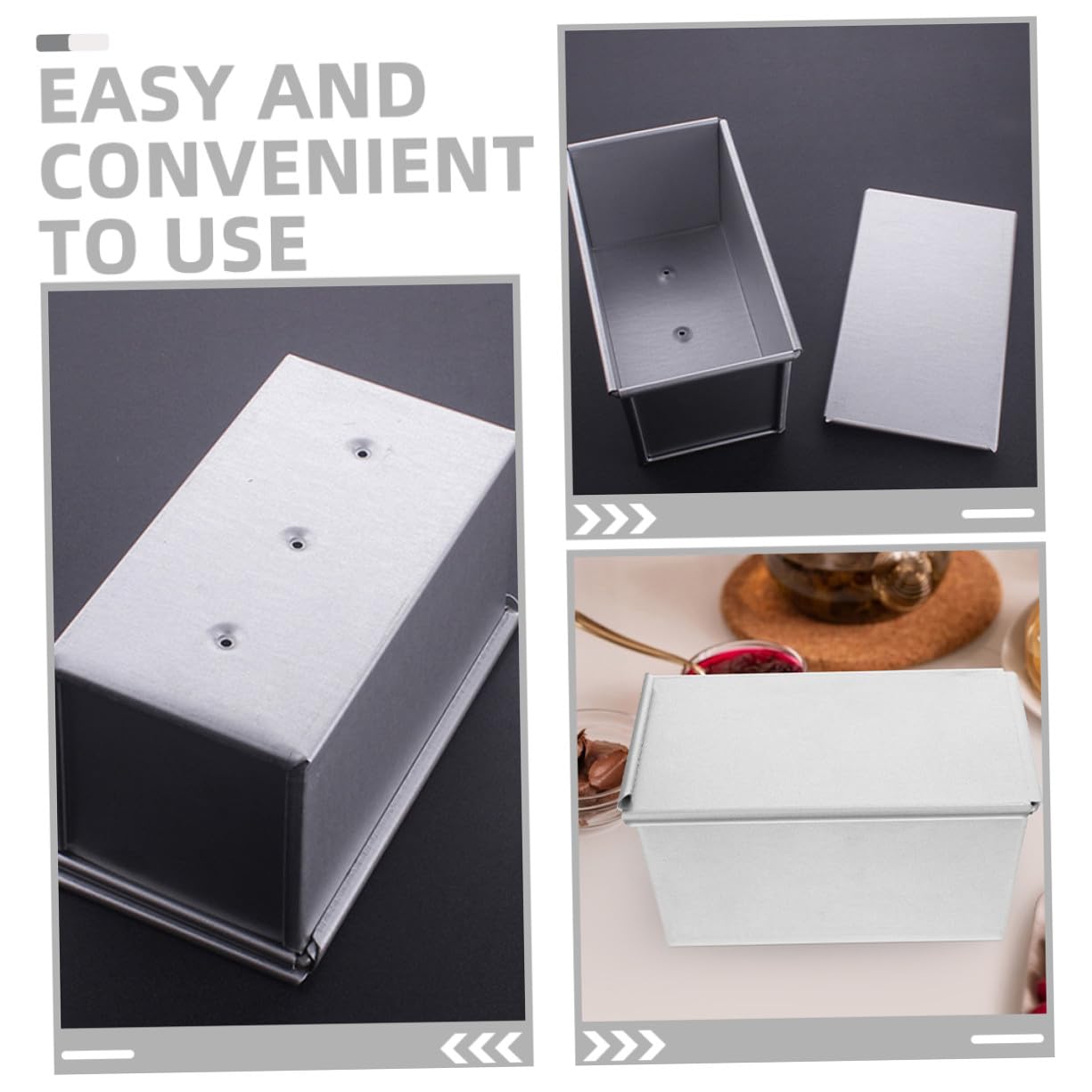 GLEAVI Molde Rectangular para Pan con Tapa Molde para Hornear Pan Antiadherente de Aluminio para Tostadas Bandeja para Horno Resistente y Segura para Uso Doméstico y Profesional