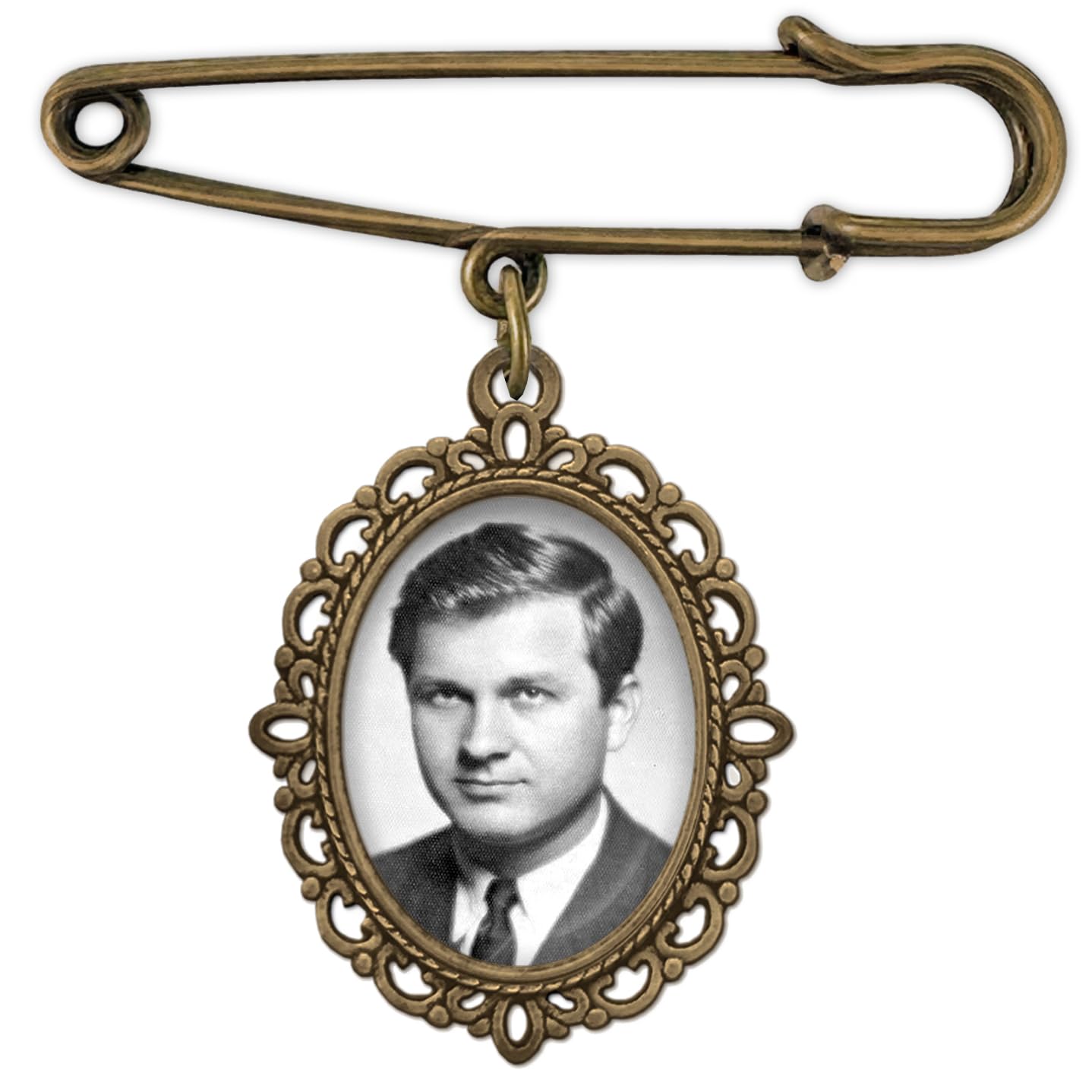 Wedding Boutonniere Bronze Gold Oval Bouquet Charm Pin Photo Charm Mother of The Bride Groom with Photo Resizing Software