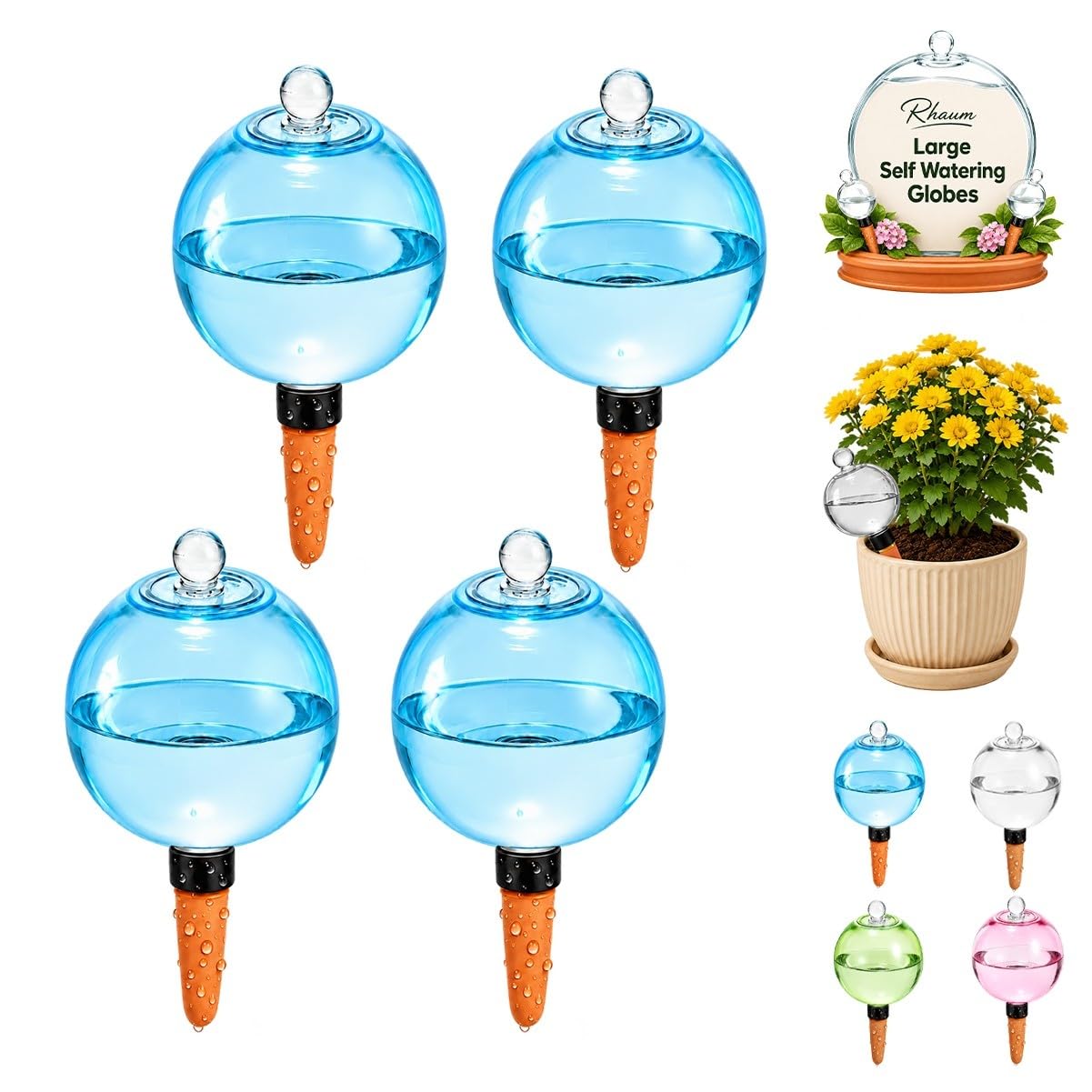 Globos grandes de riego automático de 750 ml, macetas de terracota con