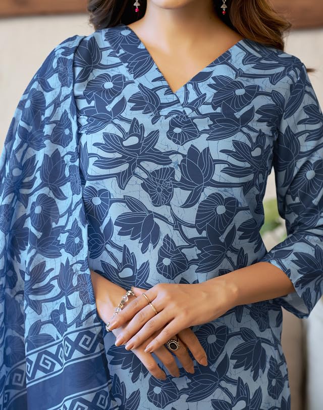 Image of SIRIL Women's Rayon Blend Floral Printed Straight Kurta Pant with Dupatta Set