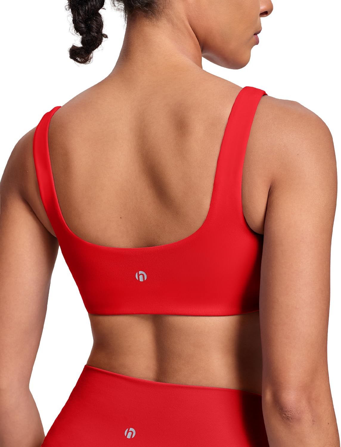 HeyNuts Womens U Back Sports Bra, Scoop Neck Low Impact Workout Yoga Tops Padded with Built in Bras A-D Cups