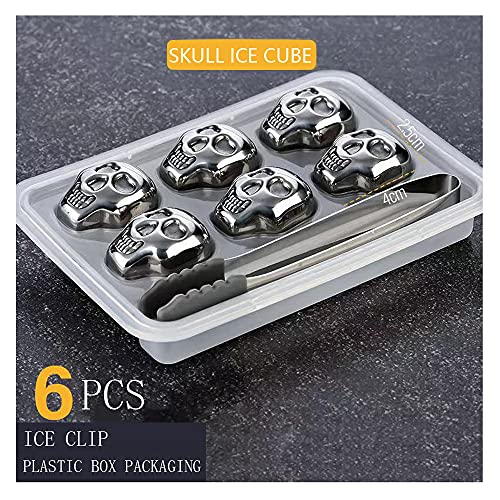 Piedras de Hielo Reutilizables de Acero Inoxidable en Forma de Calavera, Set de 6 miniatura 2