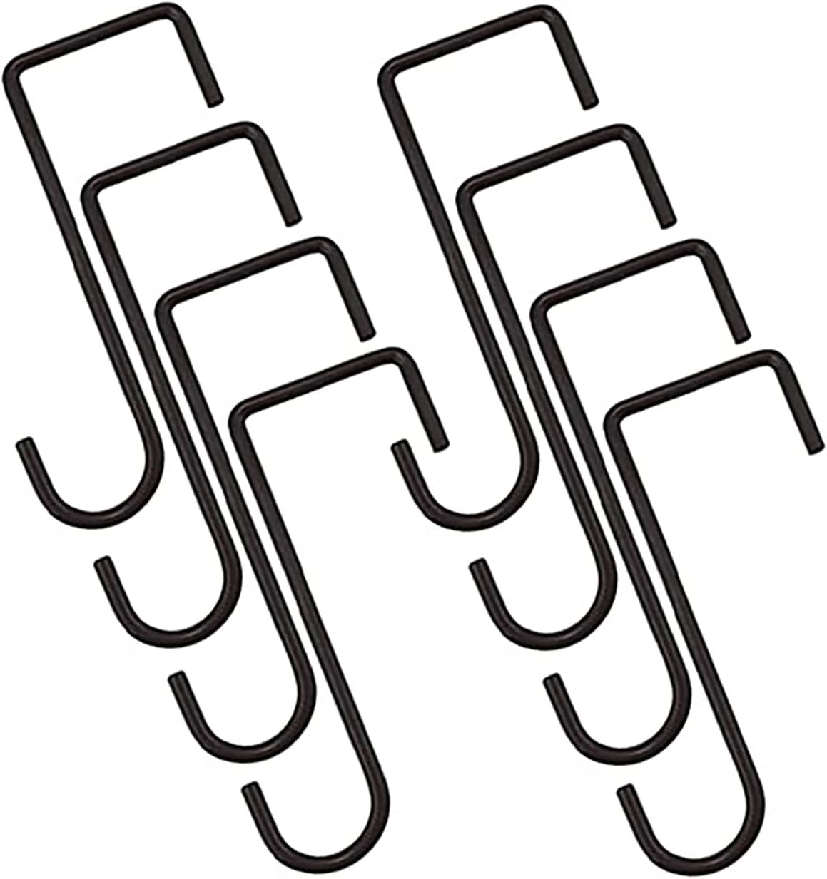 8 Pack 2 x 6 Inch Vinyl Fence Hooks Patio Fence Hooks White Powder Coated Steel Hangers for Hanging Planters, Black