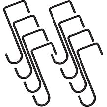 8 Pack 2 x 6 Inch Vinyl Fence Hooks Patio Fence Hooks White Powder Coated Steel Hangers for Hanging Planters, Black