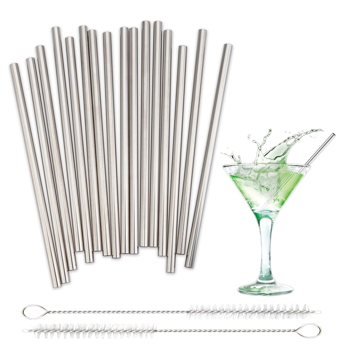 Paquete de 16 pajitas de metal extra cortas de 5 pulgadas, agitador de café reutilizable de acero inoxidable, mini pajitas de cóctel con cepillo de limpieza para tazas de café, vasos pequeños o tazas