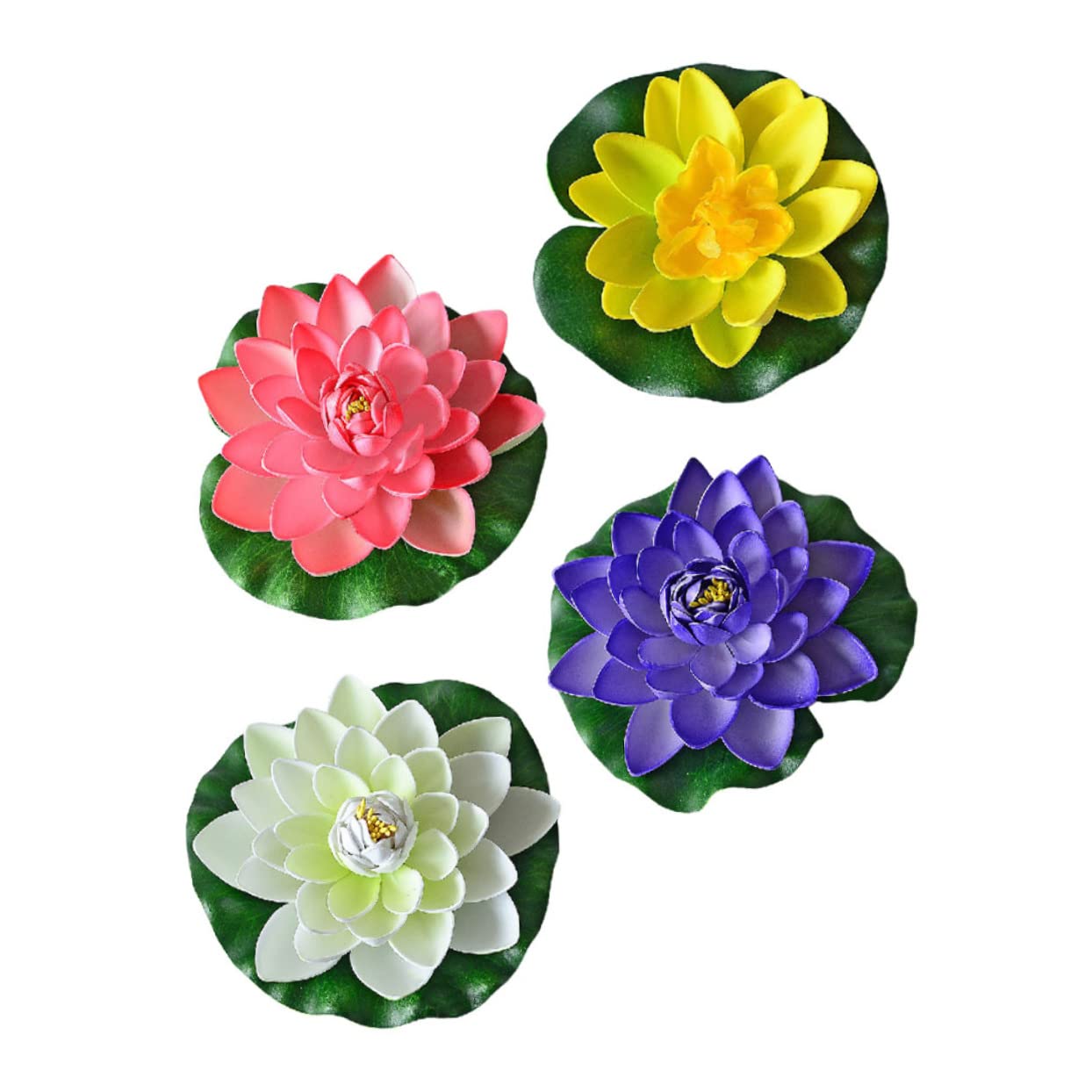 Housoutil 16 Piezas Decoración de nenúfares de simulación decoración de Acuario de Peces holgazaneando pecera Planta de Loto Flotante Flor de Loto simulada