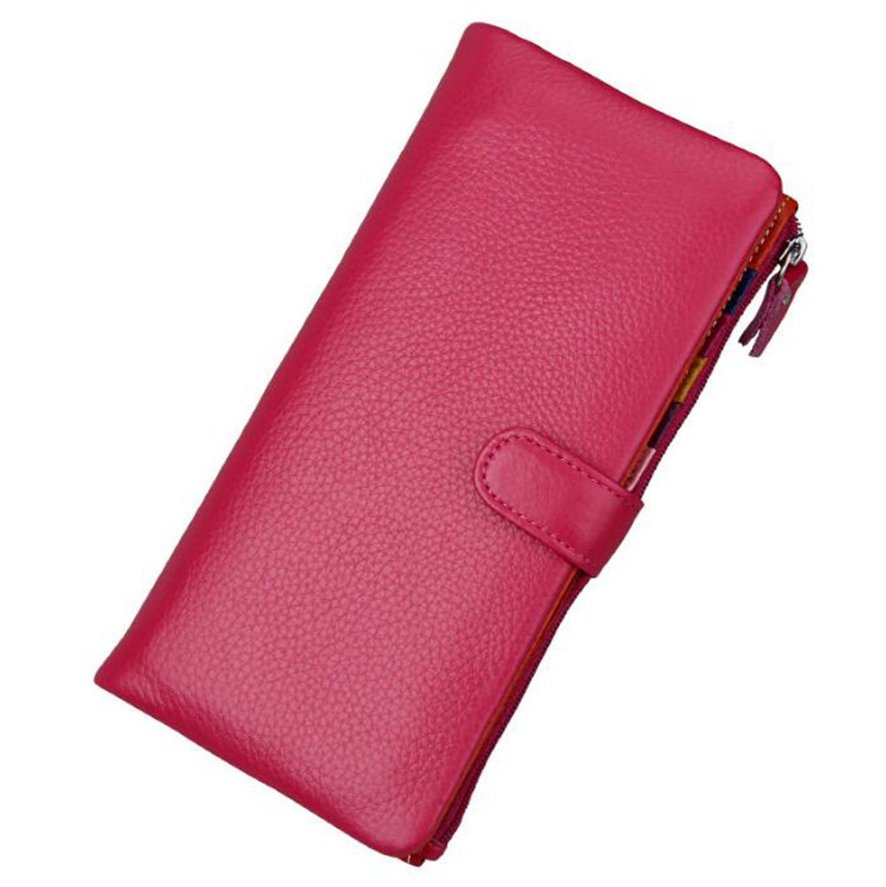 AprinCtempsD Damen Geldbörse Echt Leder Portemonnaie Bunt Clutch Lange Geldbeutel Große Kapazität mit Reißverschluss