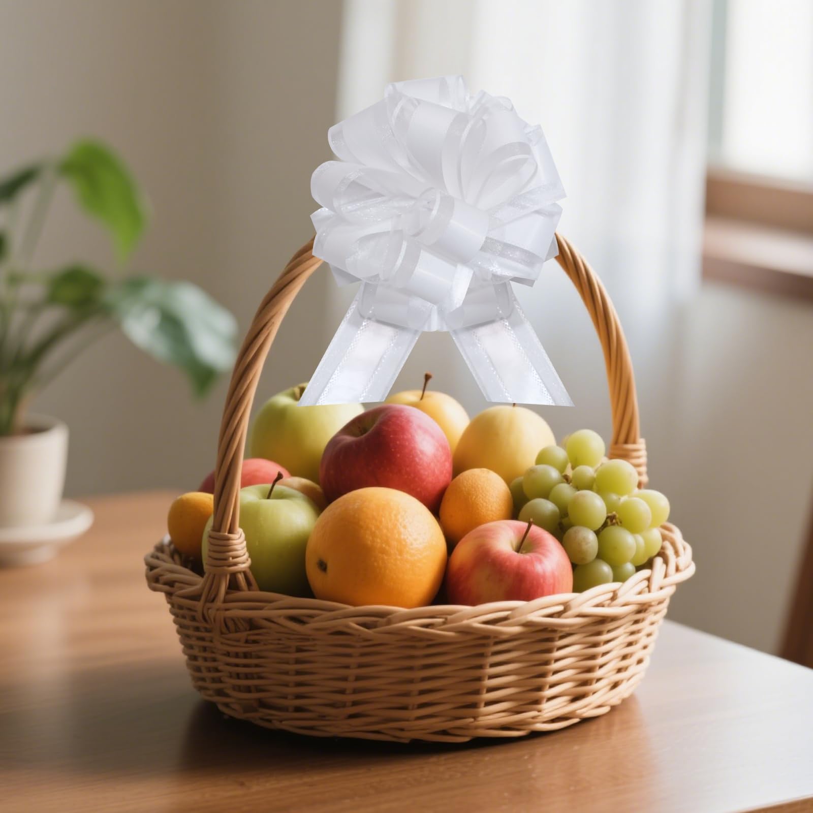 12 fiocchi bianchi in organza da 15,2 cm, perfetti per confezioni regalo, decorazioni per matrimoni, fiocchi per auto, feste di compleanno, Natale e San Valentino