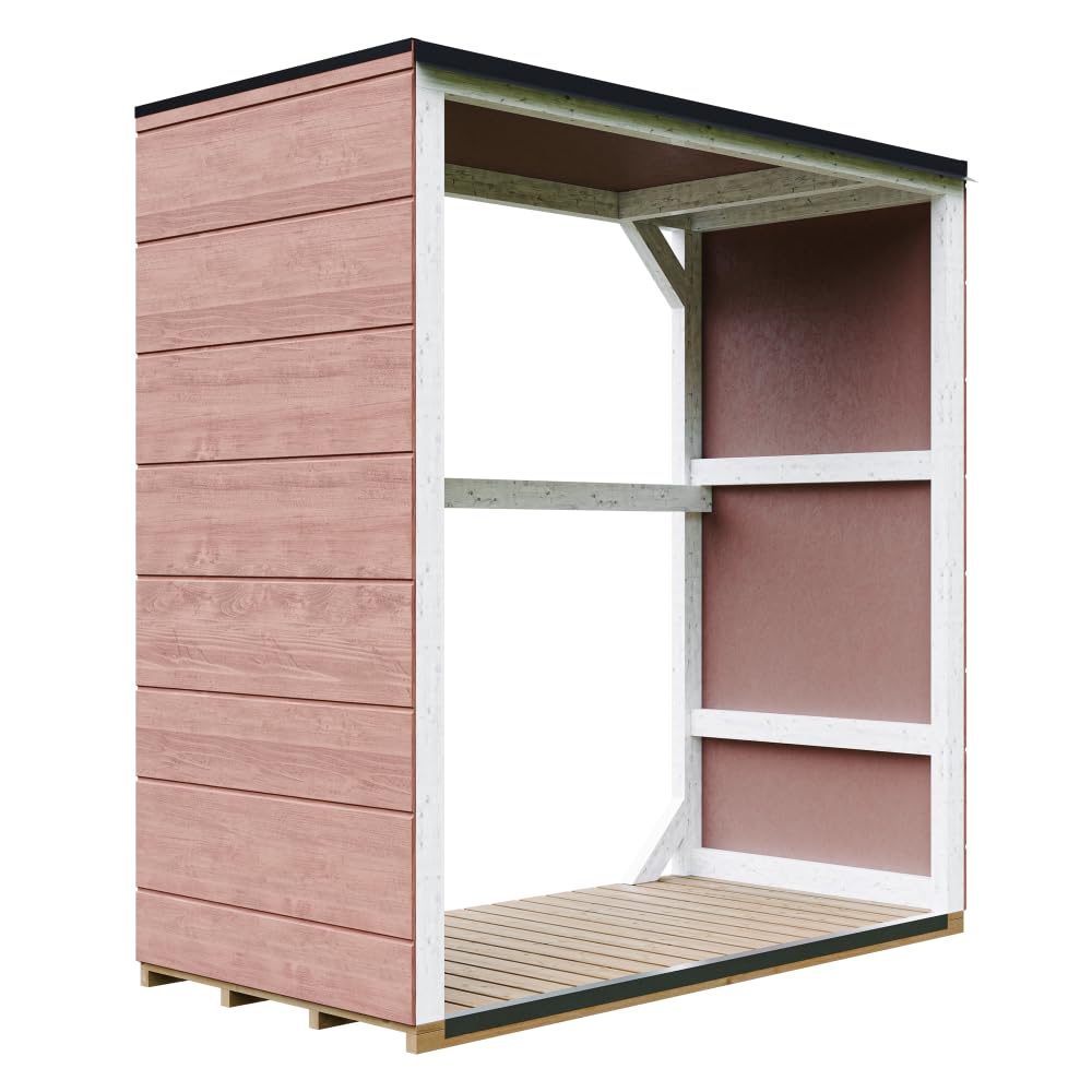 Abri à bûches extérieur 1,14 m² - 75 x 153 x H159 cm - Remise extérieure pour Bois de Chauffage résistante aux intempéries pour Le Jardin - IMBELA M980-1-REDWOOD Red