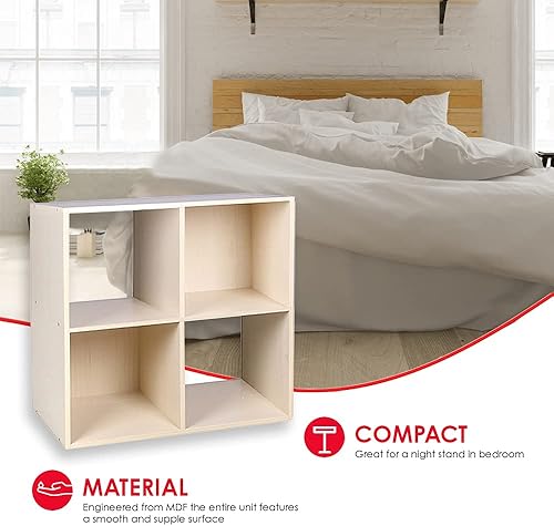 Miniatura 4 de Home Basics Organizador de almacenamiento de MDF abierto y cerrado, roble (4 cubos)