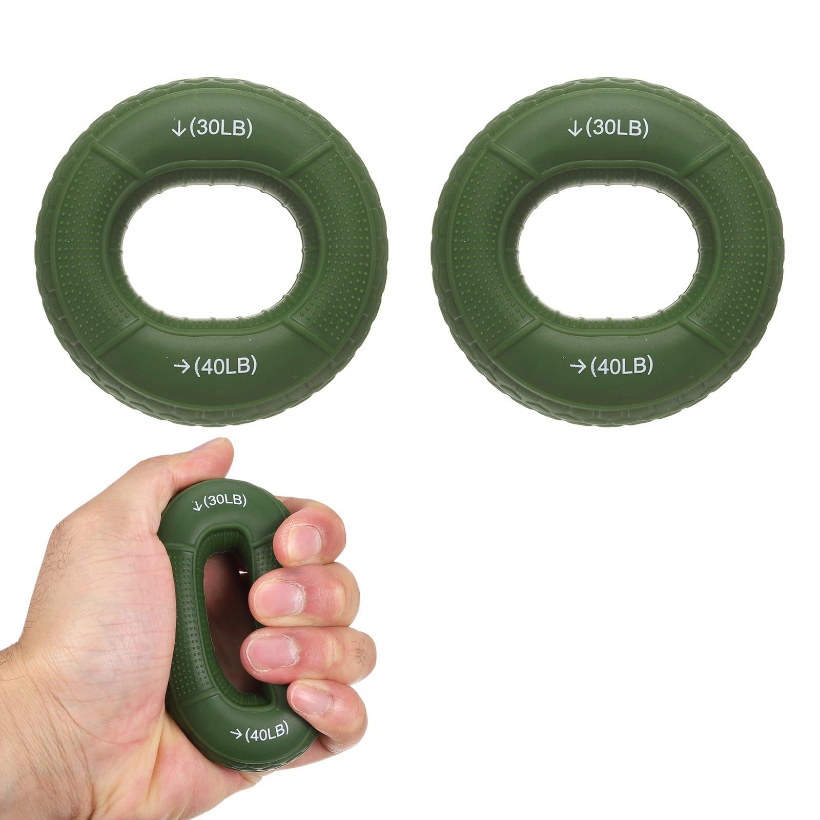 YELARXI Silicone Ring Grip Strength Trainer with Finger Extension Band, Hand Grip Strengthener Forearm Trainer Kit 30-40LB & 4Pcs & Green/Blue-For(Athletes/Climbing/Workout)
