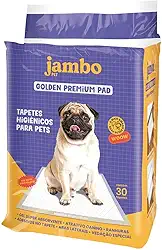Jambo Pet, Tapete Higiênico Golden, Para Cães, Com Super Gel Absorvente, Fita Adesiva Para Melhor Aderência e Vedação Lateral Que Evita Vazamento (30 Unidades)
