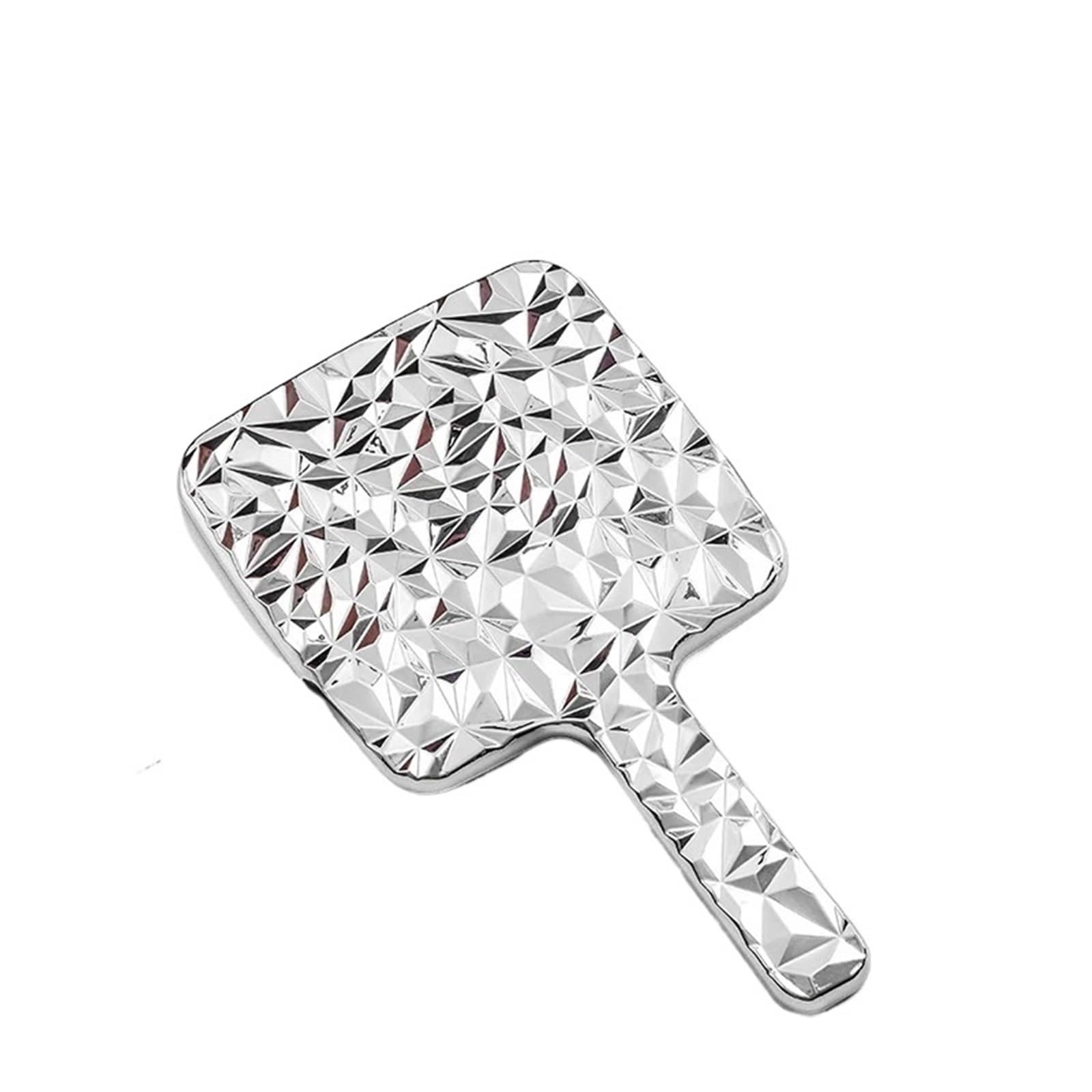 IULGFSC Handheld mirror， Hand Held Cosmetic Square Mini Travel Metallic Portable Mirror