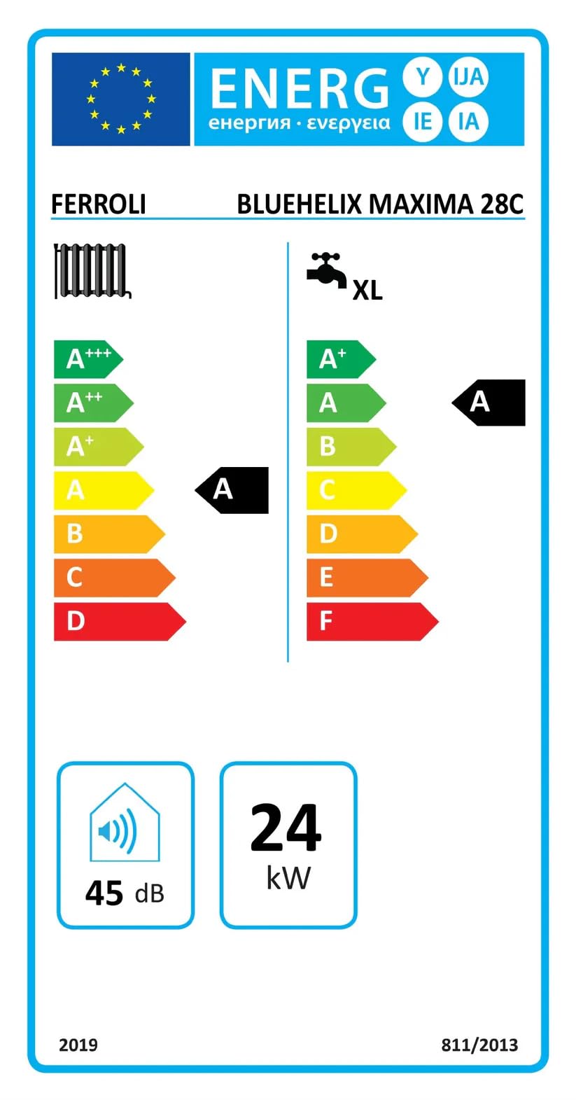Ferroli Caldaia a Condensazione Bluehelix Maxima 28 C classe A