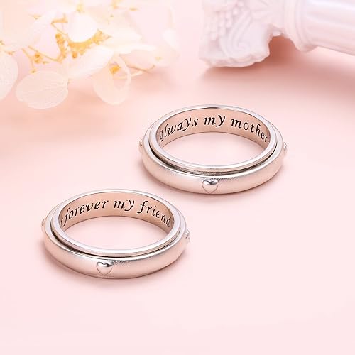 Miniatura 3 de Anillo giratorio de plata de ley 925 para la ansiedad, para mujeres, alivio del estrés, aburrimiento, TDAH, autismo, anillos para mujeres y hombres