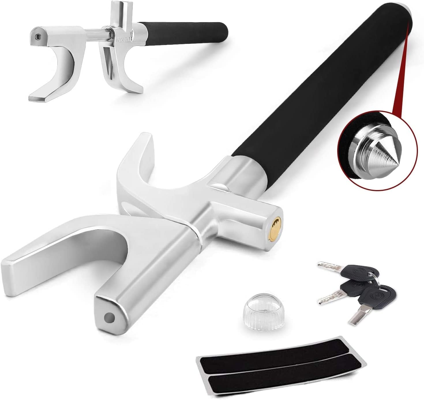 Car Steering Wheel Lock, Universal Anti-Theft Retractable Wheel Steering Lock Device Self-defense with 3 Keys for Auto/Truck/SUV/Van