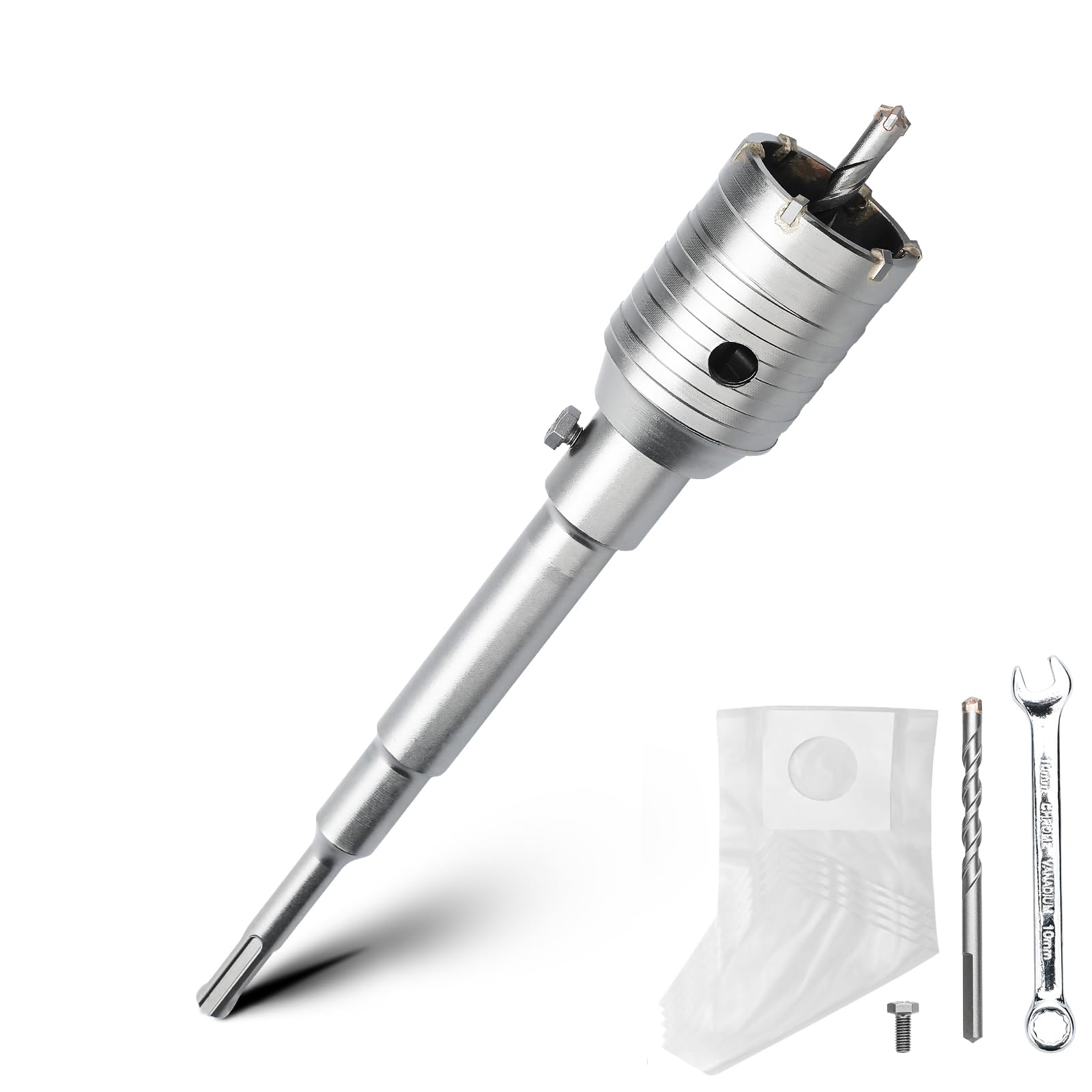 Set di corone di carotaggio vuote da 55 mm con adattatore SDS plus da 220 mm e punta di centraggio 8x110 mm, corona del trapano per presa per muratura e calcestruzzo