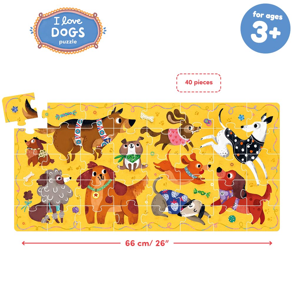 I Love Dogs Puzzle 3+ Floor Puzzle, Multicolor, 26" x 12.6" - Image 3