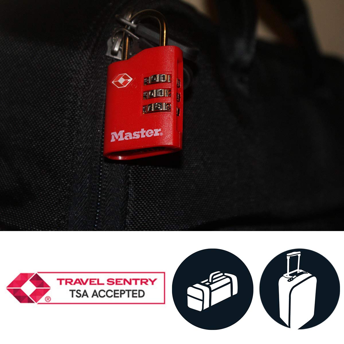 MASTER LOCK zestaw 2 kłódek TSA [losowe kolory] - 4686EURT - najlepiej nadaje się do bagażu i podróży