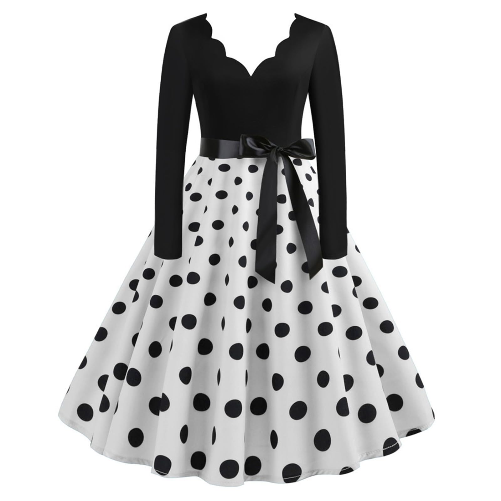 Abiti grafici da spiaggia alla moda per le donne a maniche lunghe a pois casual estivo casual abito elegante 2026 scollo a V primavera fluida lavoro vacanze appuntamento notte party signore club