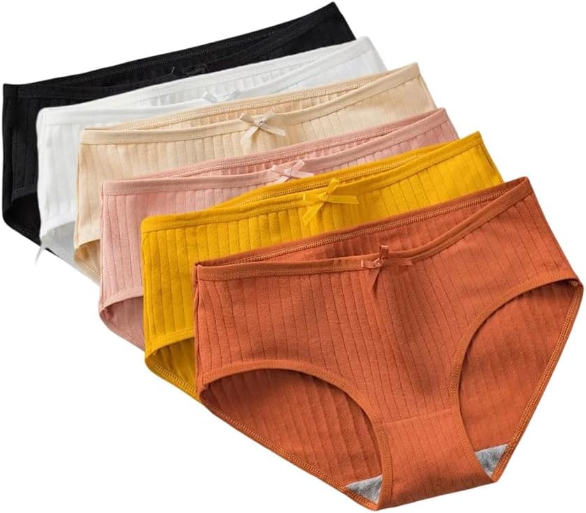 6-Piece Set Women's Cotton Panties Soft Underpants Breathable Briefs