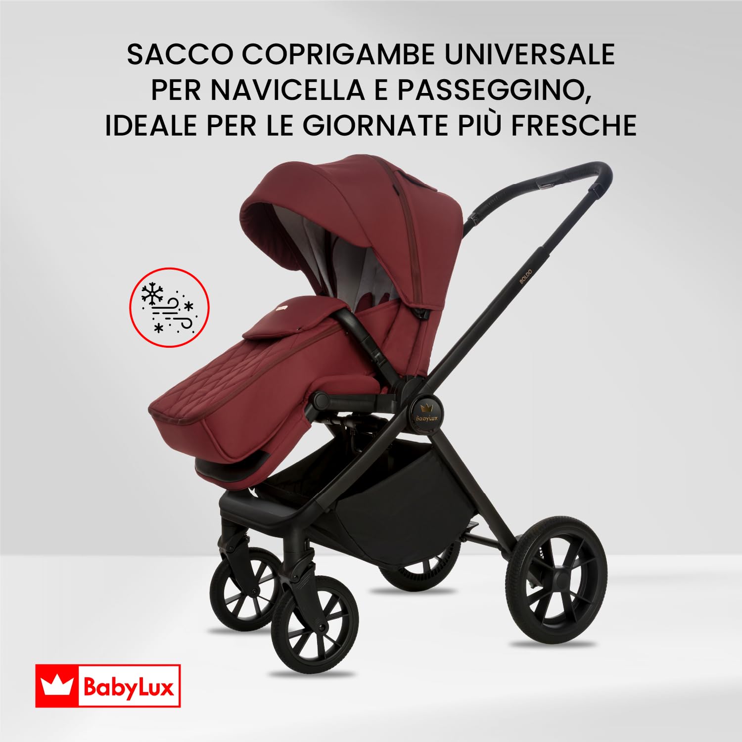 BabyLux® Passeggino 4in1 BOLDO, Set Pieghevole di Passeggino Leggero | Combinati con Navicella, Passeggino da Viaggio, Seggiolino Auto i-Size, Base Auto, 4 posizioni reclinabili, 0-22 kg, UV