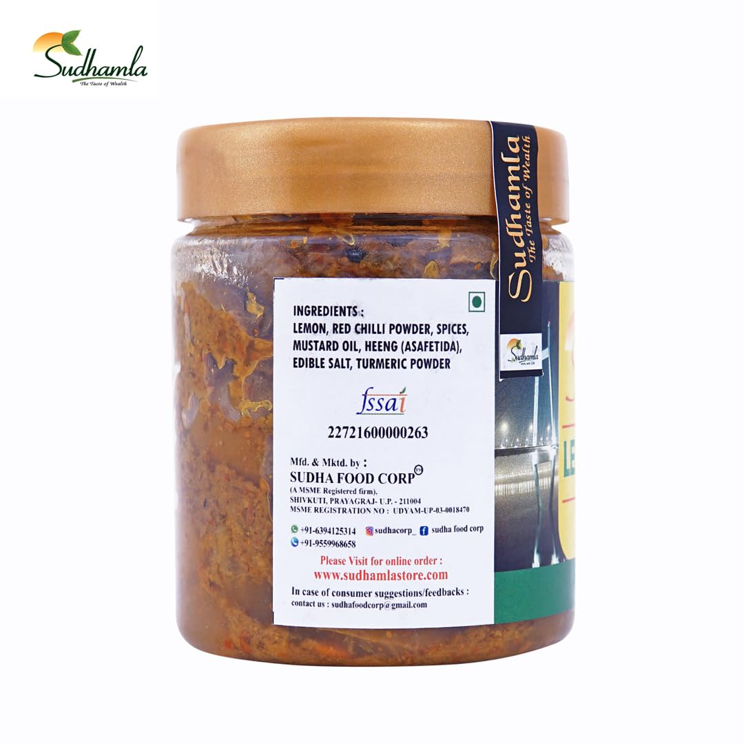 Sudhamla Khatta Nimbu Ka Achaar - 200 gm | Handmade Sweet and Sour Lemon Pickle | Made with Mustard Oil and Mixed Spices | Authentic Traditional Flavor | No Preservatives | Homemade Recipe & Taste 2