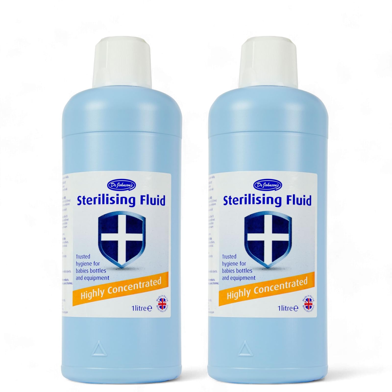 2 x 1L Dr Johnson's STERLISING FLUID - Highly Concentrated - Powerful Antibacterial Solution Effective Germ Killer - Trusted hygiene for babies' bottles and equipment