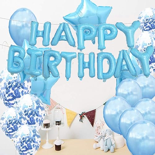 Miniatura 5 de Decoraciones de cumpleaños número 19, suministros para fiestas, globos de cumpleaños 19 azules, globos de Mylar del número 19, decoración de globos