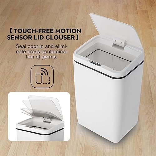 Miniatura 4 de BONAD Basurero de cocina de 12 litros de inducción para dormitorio, sala de estar, baño con tapa, papelera para el hogar, papelera automática