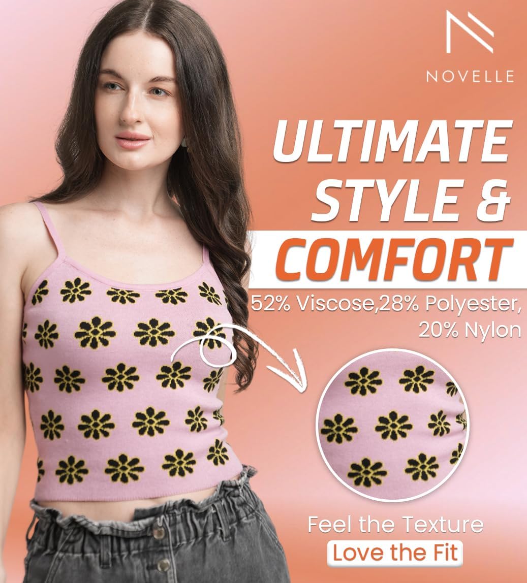 Womens Sleeveless Tank Top in Pink Color Medium Size | Fall Tops for Women with Green Flower Pattern | Front Scoop Neck Tank for Casual Wear, Travel, Brunch & More - Image 2