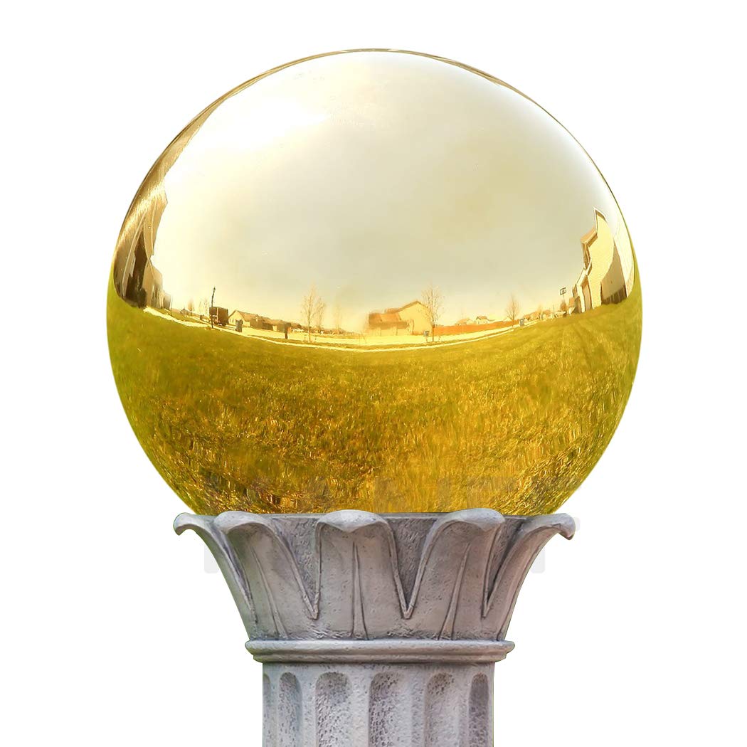 KANFF 6Inch Gold Gazing Globe Mirror Ball, 6" Polished Stainless Steel