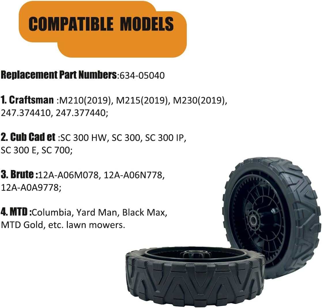 634-05040 Lawn Mower Wheels 8x2" Replacement FOR Mtd Original Equipment Manufacturer Kit,2 Pack