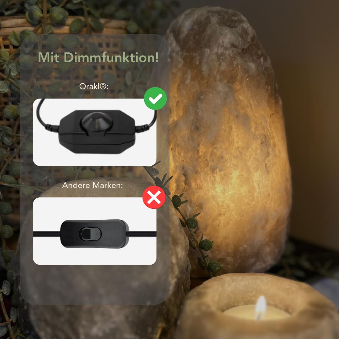 Dimmbare Salzlampe Aura - 100% echtes Himalaya Salz aus Salt Range Pakistan - Salzkristall-Lampe - Salzstein - Tischlamp inkl. 1x 15W Glühbirnen und Geschenkbox (8-10 KG)