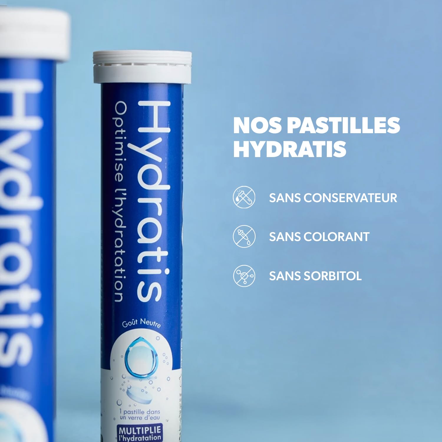 HYDRATIS - 4x20 Pastilles Hydratation Electrolytes + Gourde Blanche 500ml