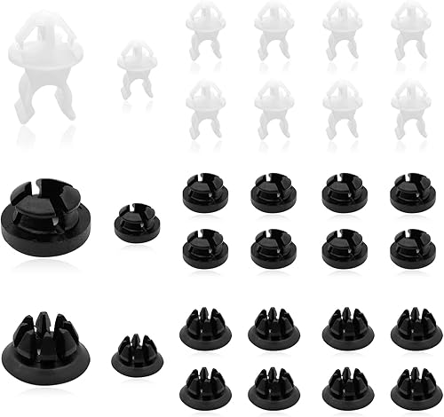 30 soportes para barra de apoyo, clips de varilla de apoyo, clips de ojal para la mayoría de los automóviles, blanco y negro