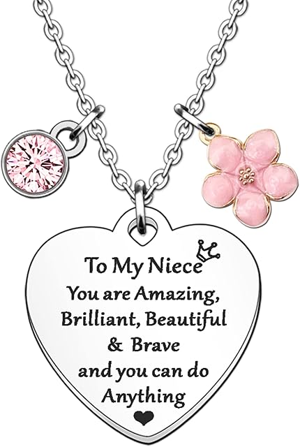 HULALA Niece Necklace Gifts For Women Girls Birthday Christmas Love Heart Crystal Charms Niece Jewellery From Auntie Uncle
