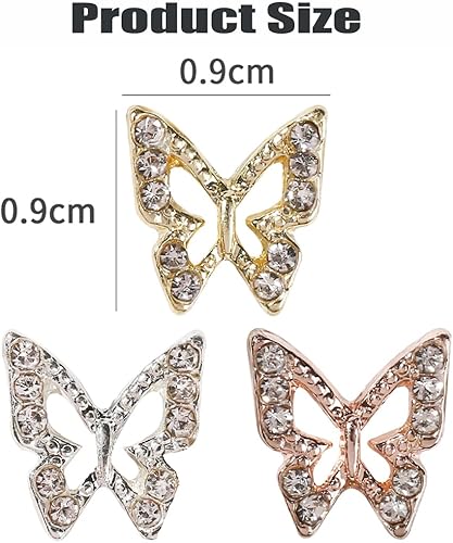 Miniatura 4 de 30 dijes brillantes de aleación 3D de mariposa para uñas, bonitos dijes de uñas con diamantes de imitación Kawaii de metal para uñas acrílicas
