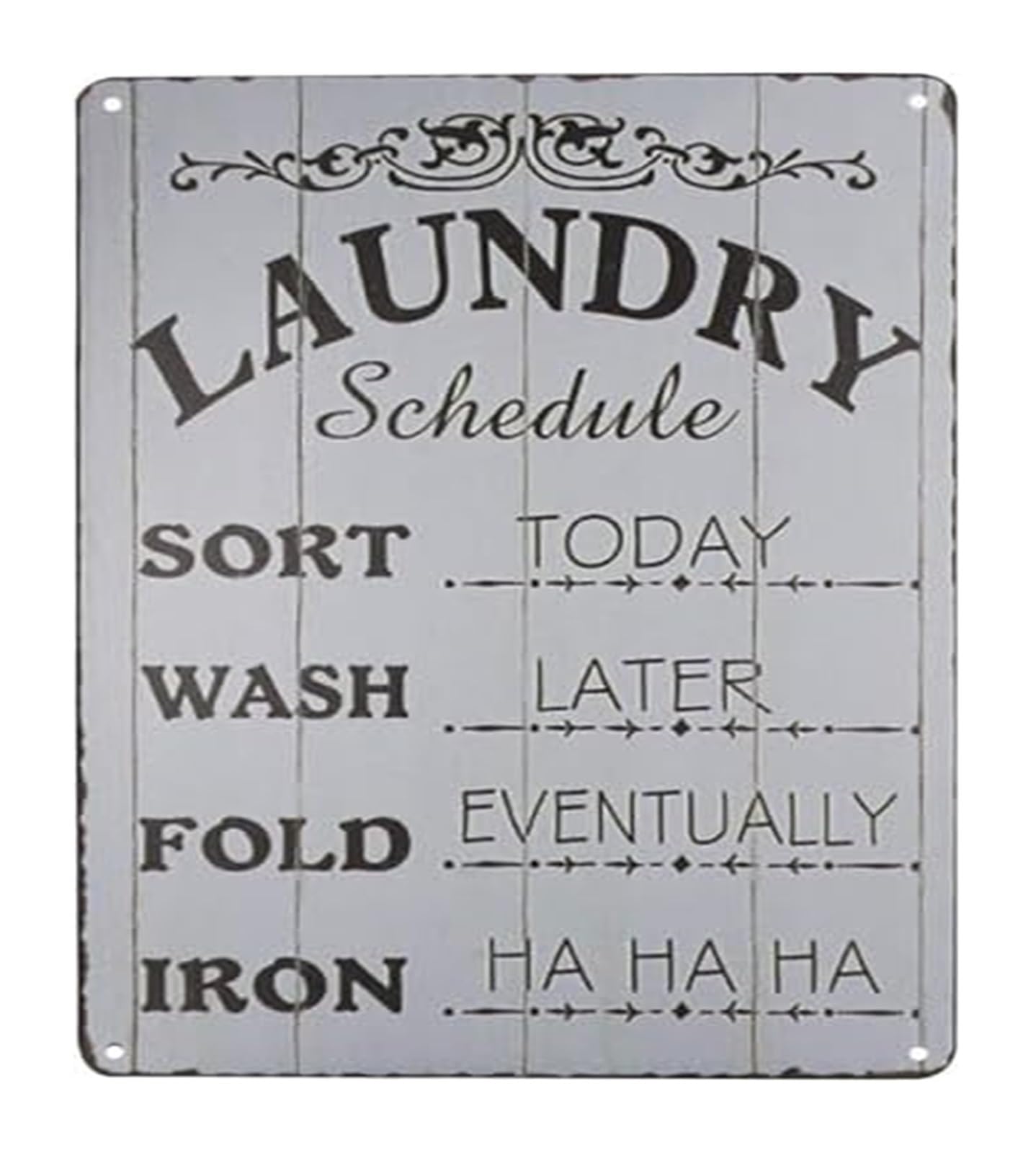 NWPNLXEA Farmhouse Funny Laundry Plan Metal Tin Sign Vintage Rustic Schedule Plaque for Laundry Room 8 X 12 in