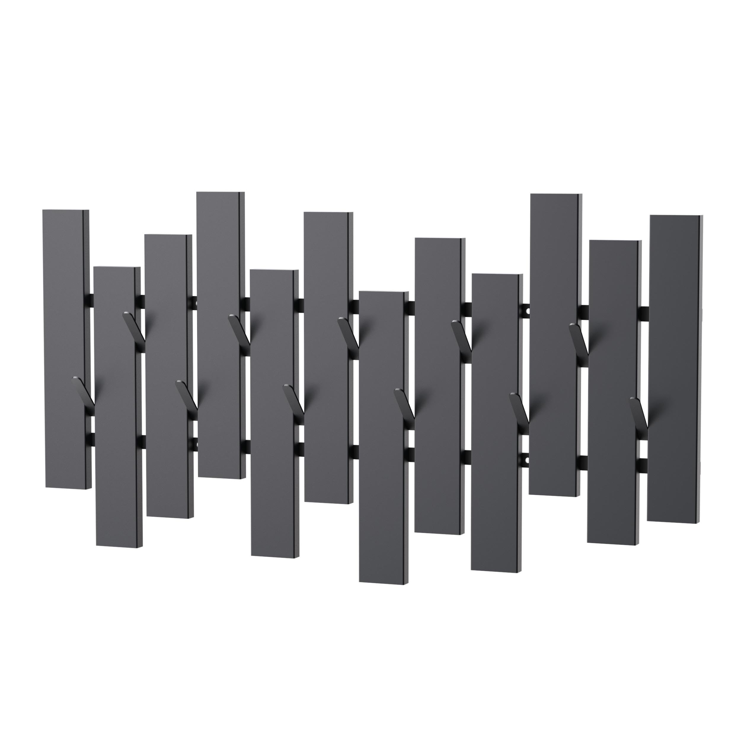 DanDiBo Wandgarderobe Schwarz Metall Modern 96713 Garderobe Wand mit Haken Garderobenleiste Hakenleiste Garderobenhaken
