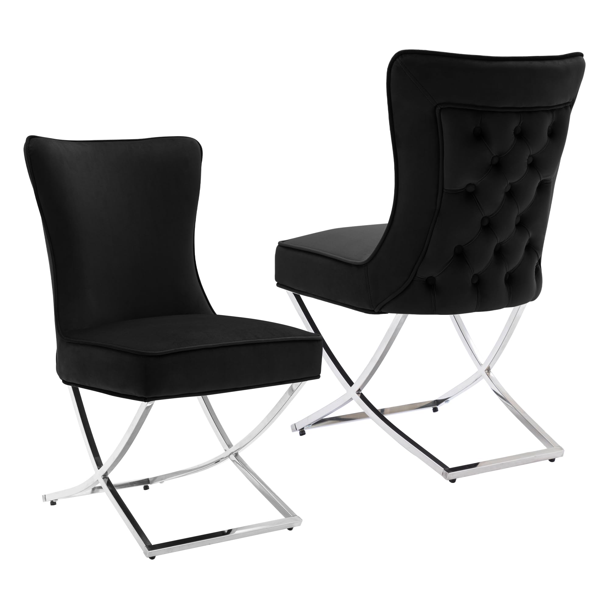LOULENS Velvet Dining Chairs Set of 2 Black