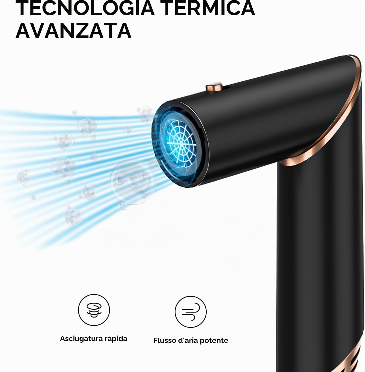 UKLISS Spazzola Asciugacapelli & Air Styler 5 in 1, Spazzola Ad Aria Calda 1000W Asciugatura Rapida Airstyler per Capelli Ricci, Volumizzante, Lisciante, Regali per Donne (Oro Nero)
