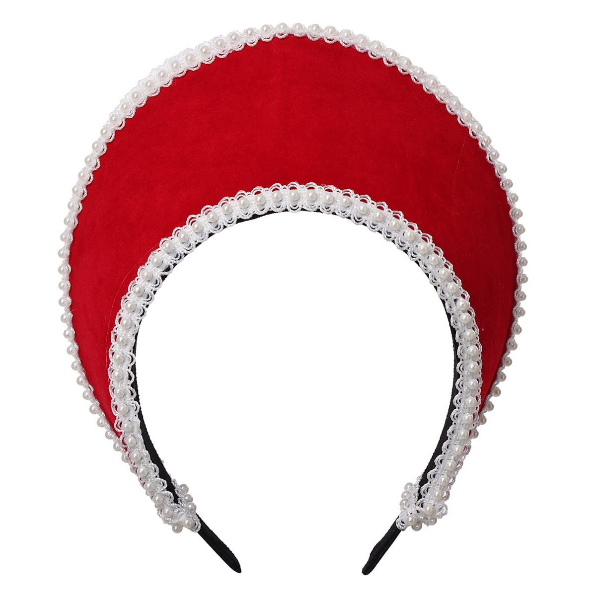 Victorian Vintage Headwear for Women Pilgrim Costume Accessory Anne Boleyn Hat Elizabethan Tudor Coronet (Red)
