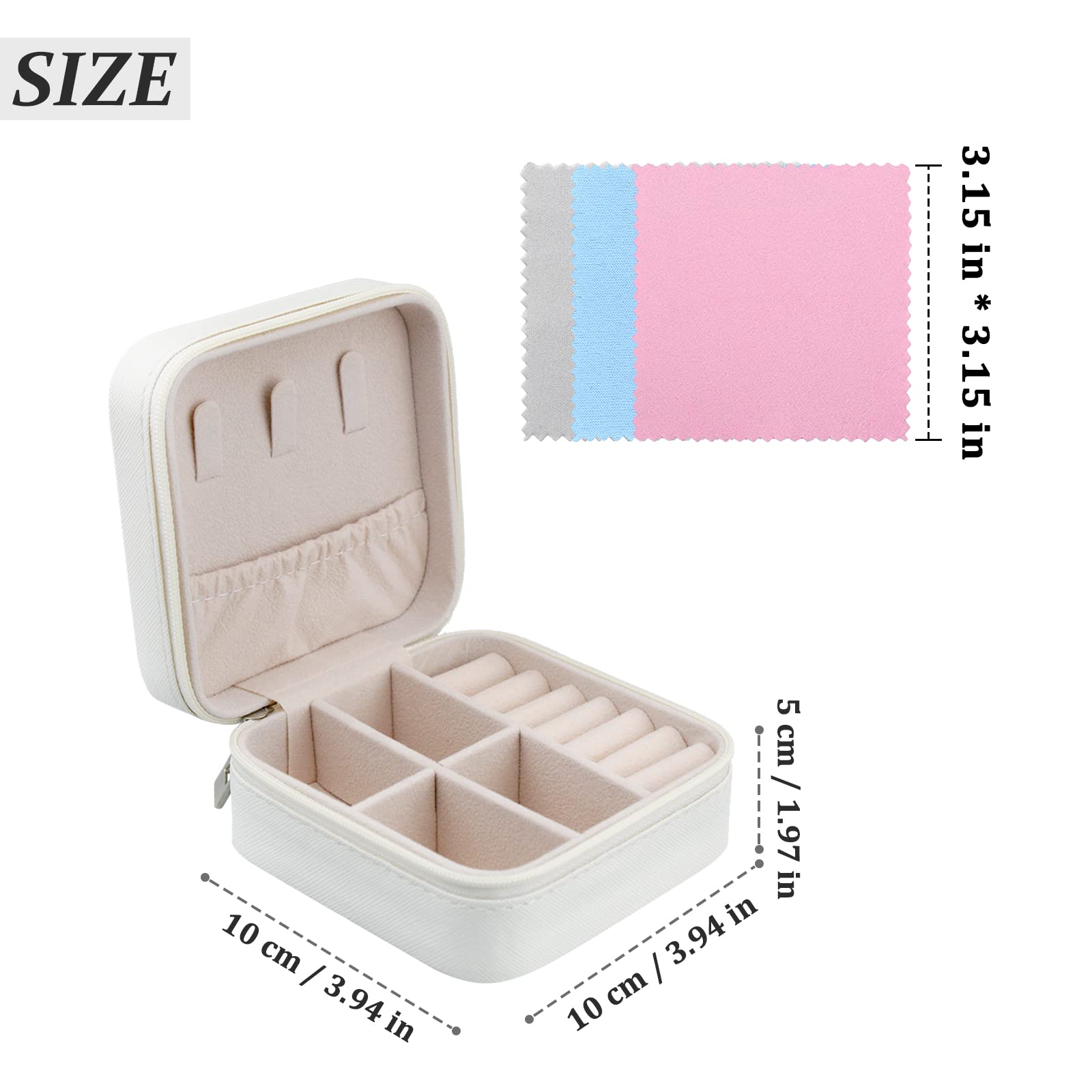 FuninCrea Portagioie Viaggio, Piccolo Portagioie Donne in pelle PU con 3 pezzi di Panno d'argento, Portagioie Ragazze Scatole Portagioie Portatile da Viaggio per Orecchini, Anelli, Collane (Rosa)